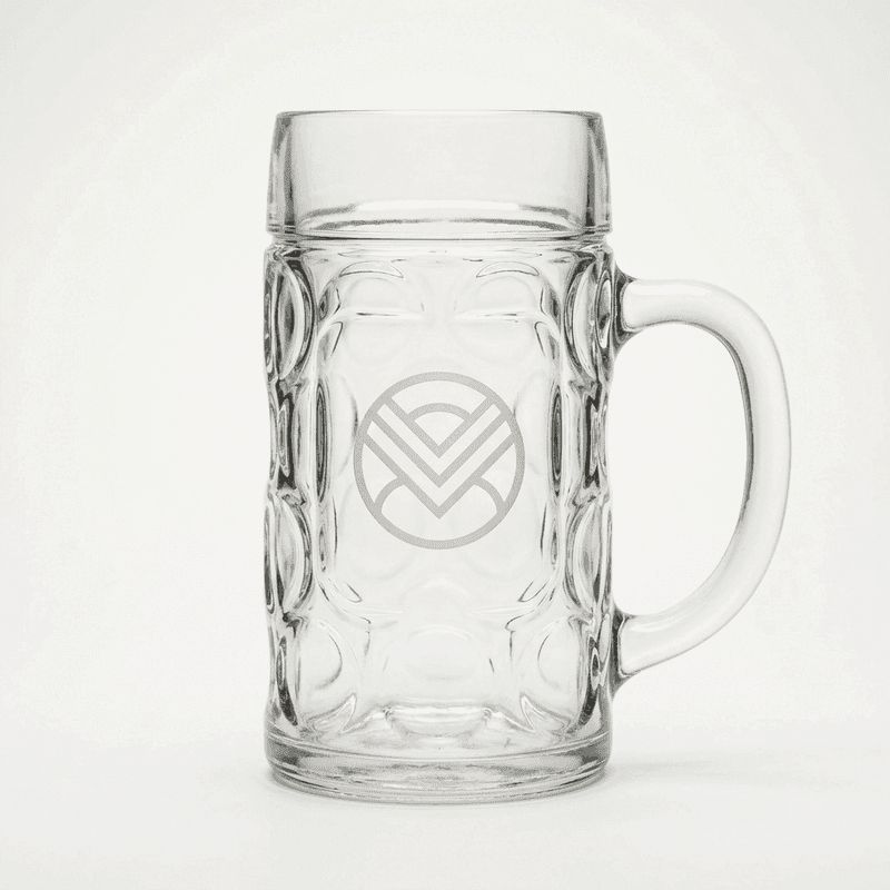 Glass Beer Stein 16oz w/ Handle — Etched